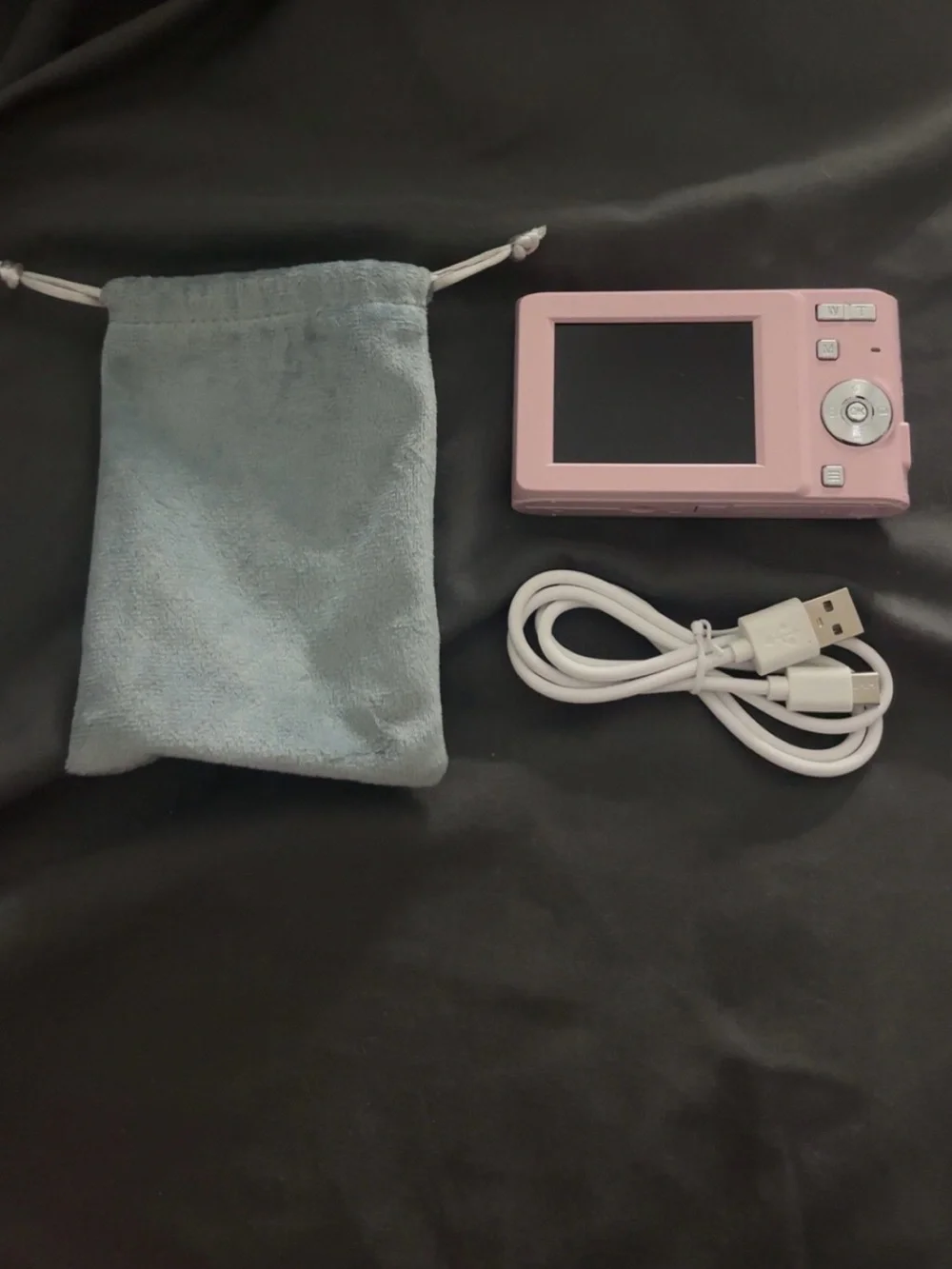 Compact Digital Camera in Light Pink with USB Cord